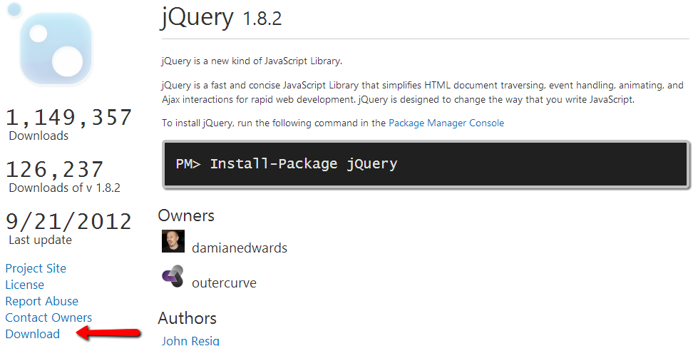 Download a NuGet packages from the Gallery