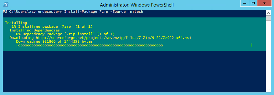 Install a software package from a specific OneGet feed